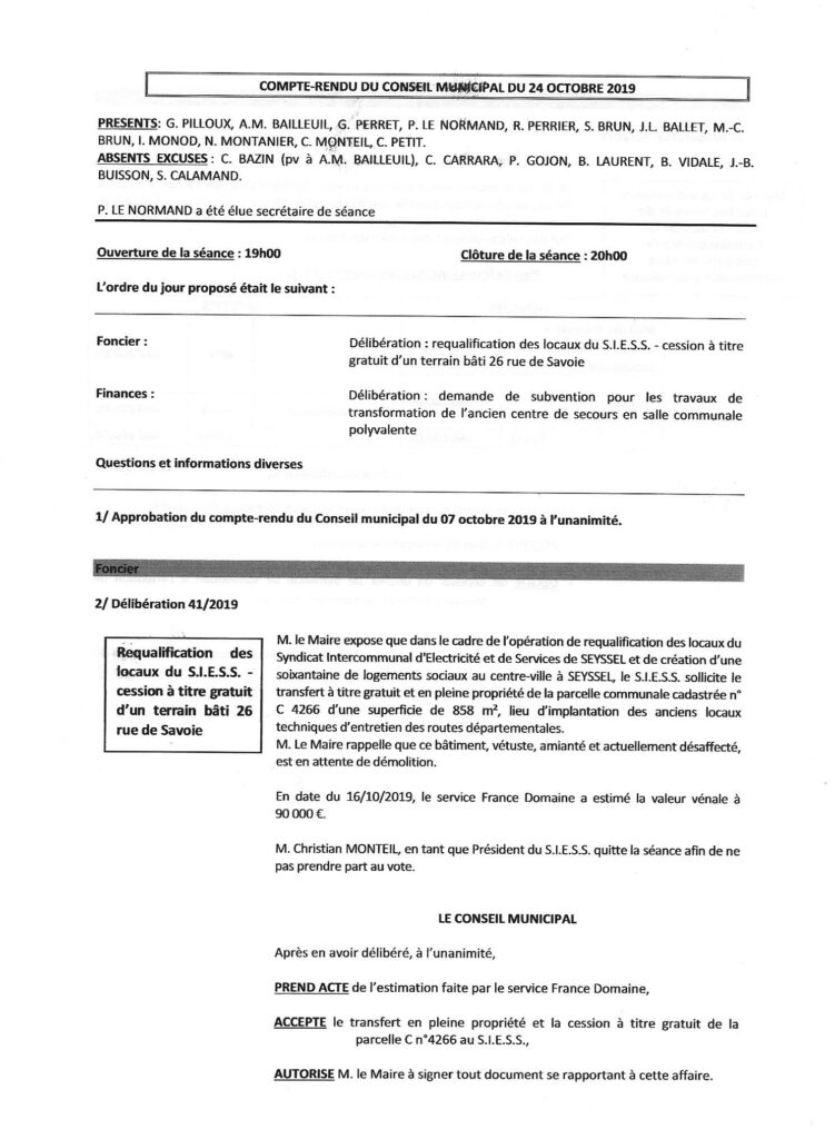 A propos de la SEMCODA et du SIESS à Seyssel 3.